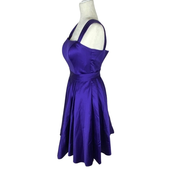 Light in the box formal cocktail satin blue dress size 2-4 US flare - Picture 6 of 14